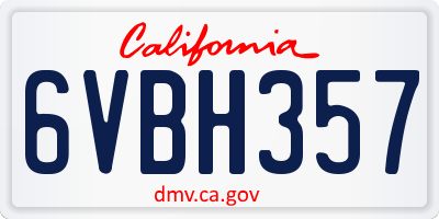 CA license plate 6VBH357
