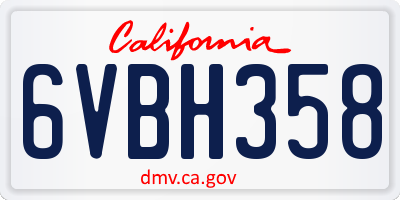 CA license plate 6VBH358