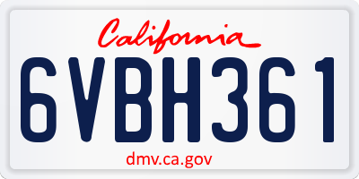 CA license plate 6VBH361