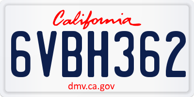 CA license plate 6VBH362