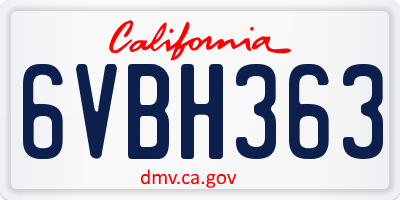 CA license plate 6VBH363