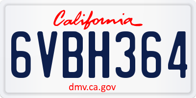 CA license plate 6VBH364