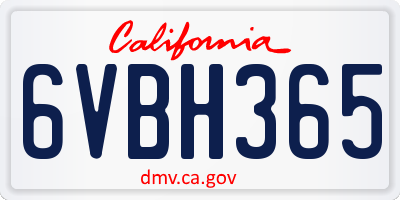 CA license plate 6VBH365