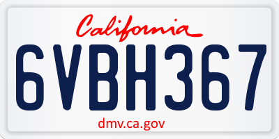 CA license plate 6VBH367