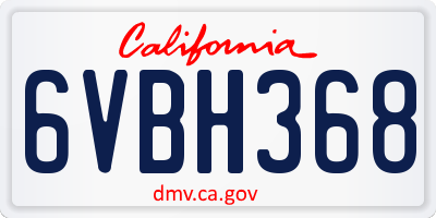 CA license plate 6VBH368