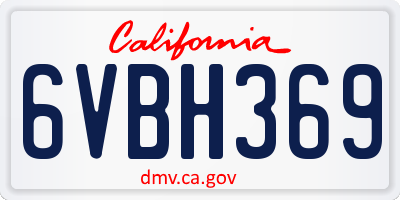 CA license plate 6VBH369