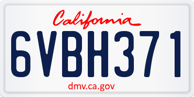 CA license plate 6VBH371