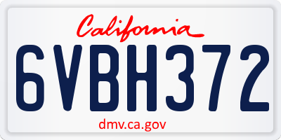 CA license plate 6VBH372