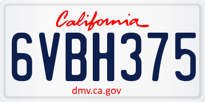 CA license plate 6VBH375