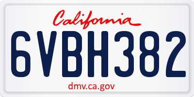 CA license plate 6VBH382