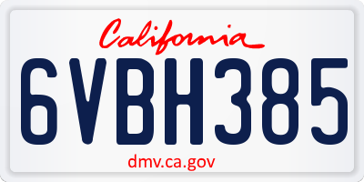 CA license plate 6VBH385
