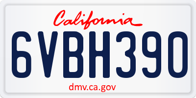 CA license plate 6VBH390