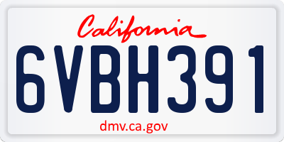 CA license plate 6VBH391