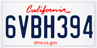 CA license plate 6VBH394