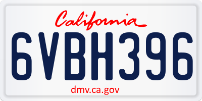 CA license plate 6VBH396