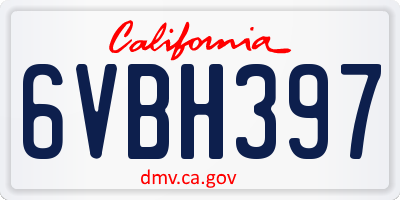CA license plate 6VBH397