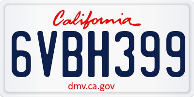 CA license plate 6VBH399