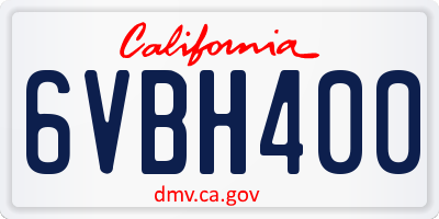 CA license plate 6VBH400
