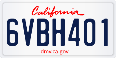 CA license plate 6VBH401
