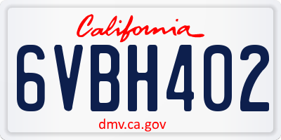 CA license plate 6VBH402