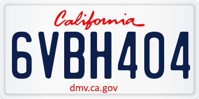 CA license plate 6VBH404