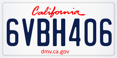CA license plate 6VBH406