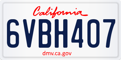 CA license plate 6VBH407