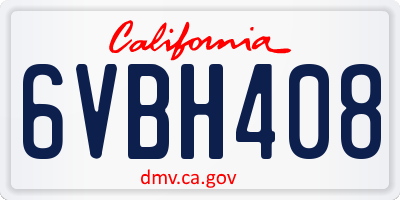 CA license plate 6VBH408