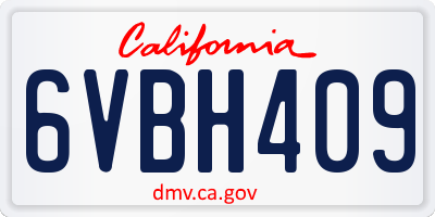 CA license plate 6VBH409