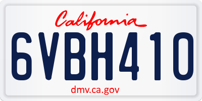CA license plate 6VBH410