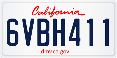CA license plate 6VBH411
