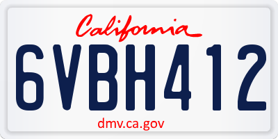 CA license plate 6VBH412