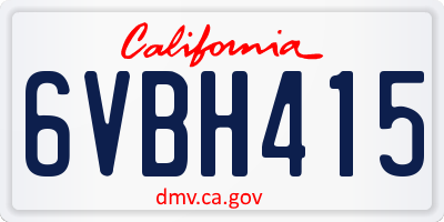 CA license plate 6VBH415