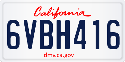 CA license plate 6VBH416