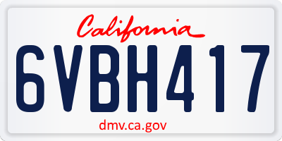 CA license plate 6VBH417