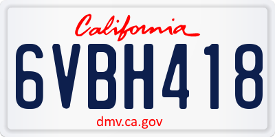 CA license plate 6VBH418
