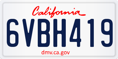 CA license plate 6VBH419