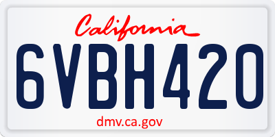 CA license plate 6VBH420