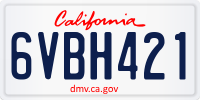 CA license plate 6VBH421