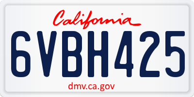 CA license plate 6VBH425