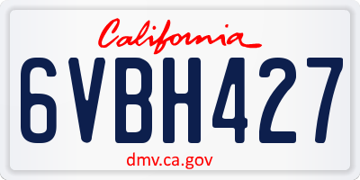 CA license plate 6VBH427