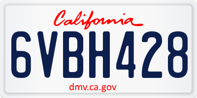 CA license plate 6VBH428