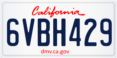 CA license plate 6VBH429