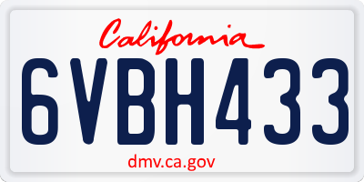 CA license plate 6VBH433