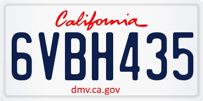 CA license plate 6VBH435