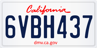 CA license plate 6VBH437