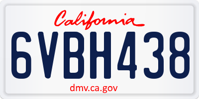 CA license plate 6VBH438