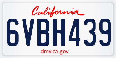 CA license plate 6VBH439