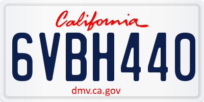 CA license plate 6VBH440