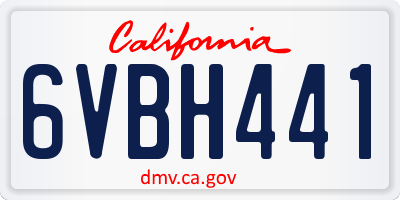 CA license plate 6VBH441